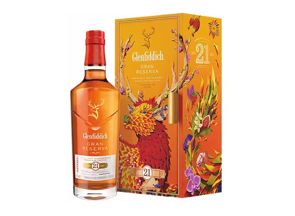 回收格兰菲迪21年700ml福鹿生花新年装福鹿呈祥新春礼盒装Glenfiddich苏格兰威士忌