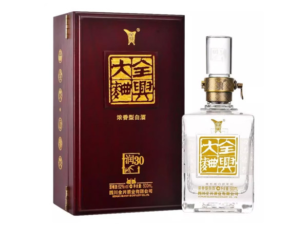 南昌回收全兴大曲润30浓香型白酒52度500mL