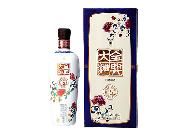 深圳全兴大曲15年青花15浓香型白酒52度500mL