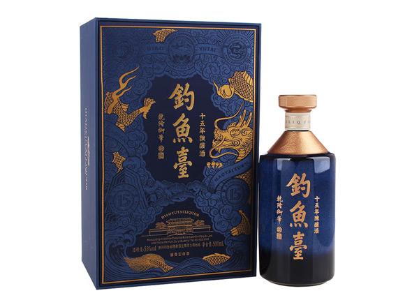 本地钓鱼台15年回收钓鱼台十五年陈酿酒酱香型白酒53度500mL