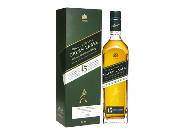 尊尼获加绿牌15年回收绿方调和威士忌Johnnie Walker Green Label Aged 15 Years Blended Malt Scotch Whisky